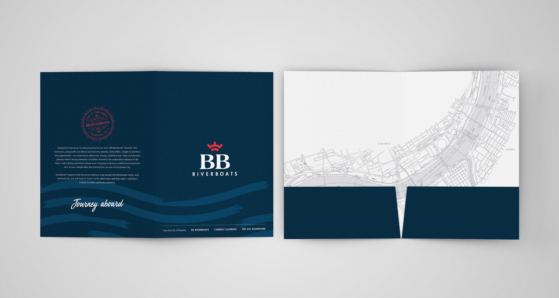 BB Riverboats logo on branded folder