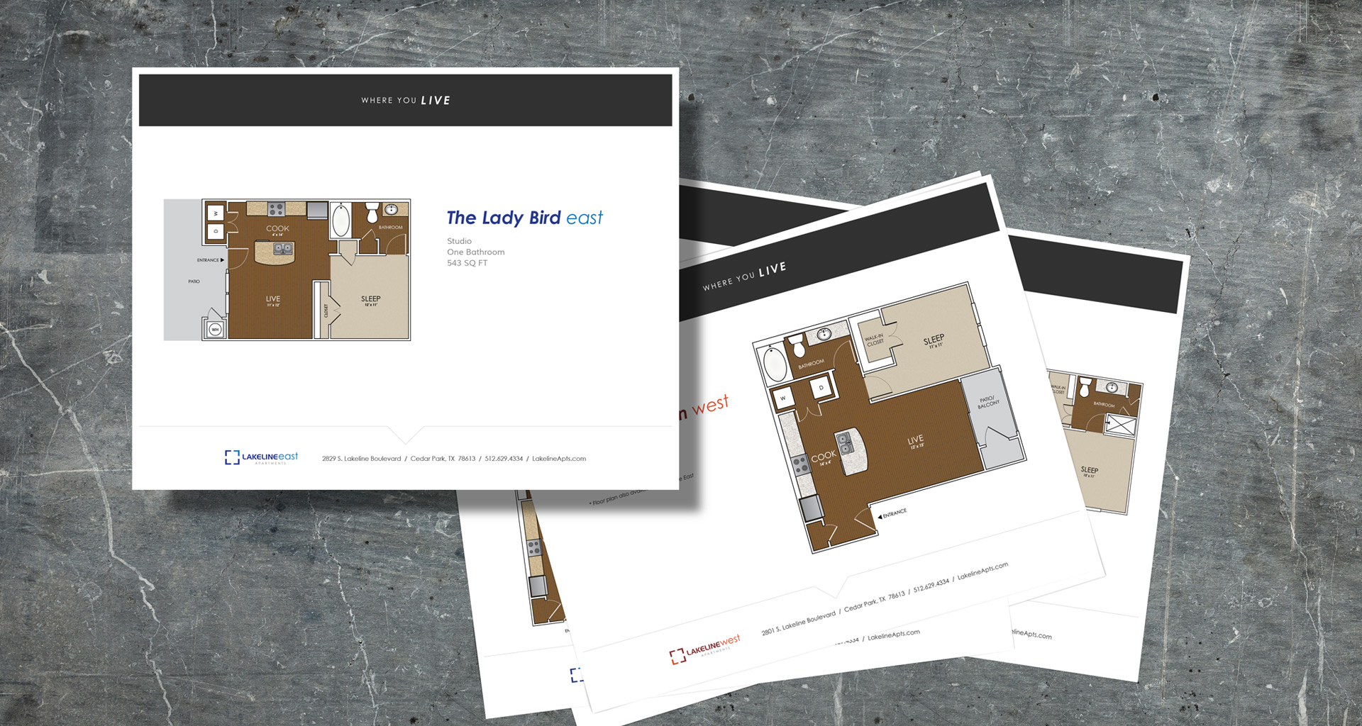 Lakeline Apartments floorplan mockups