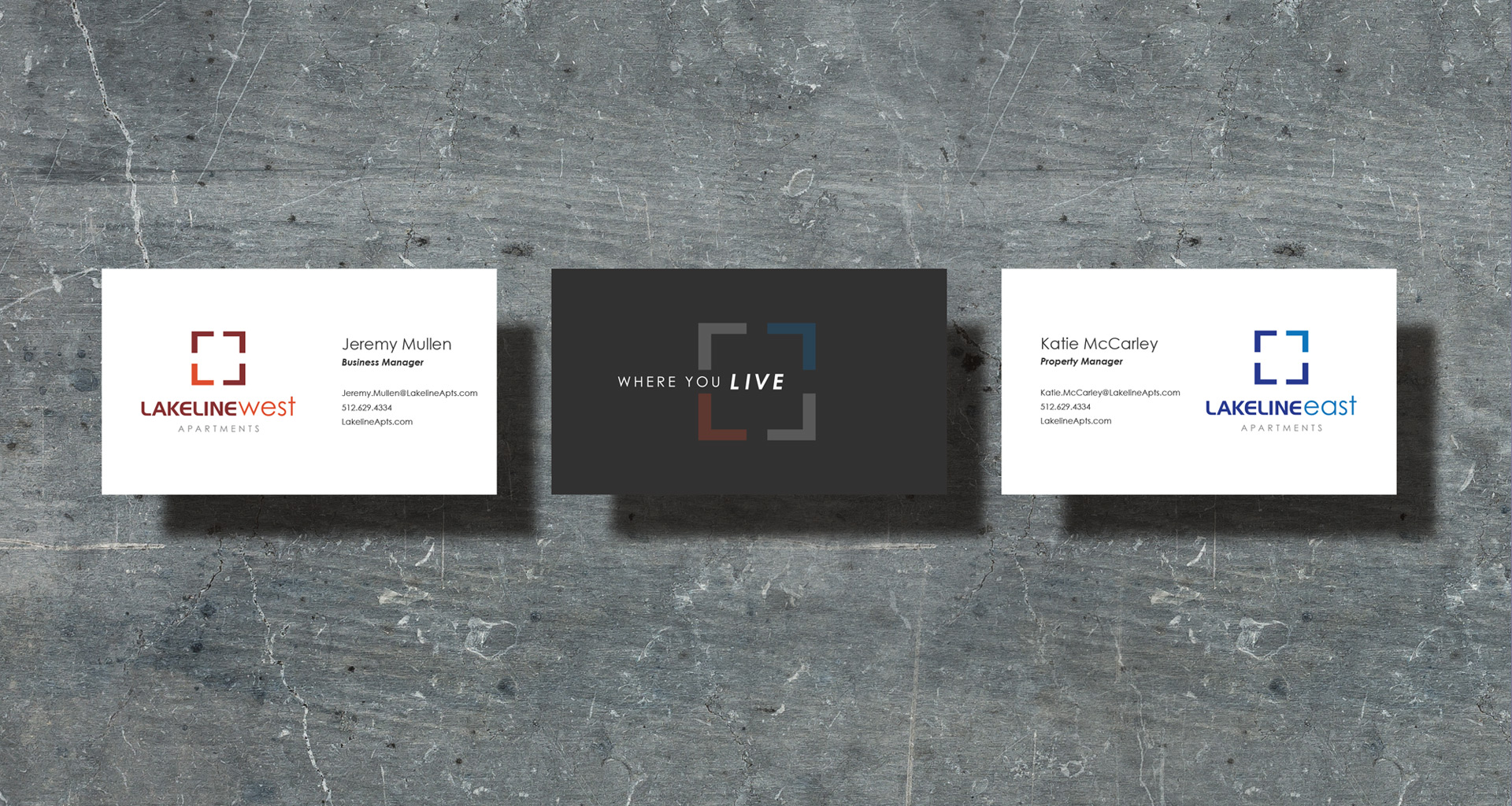 Lakeline Apartments business card designs